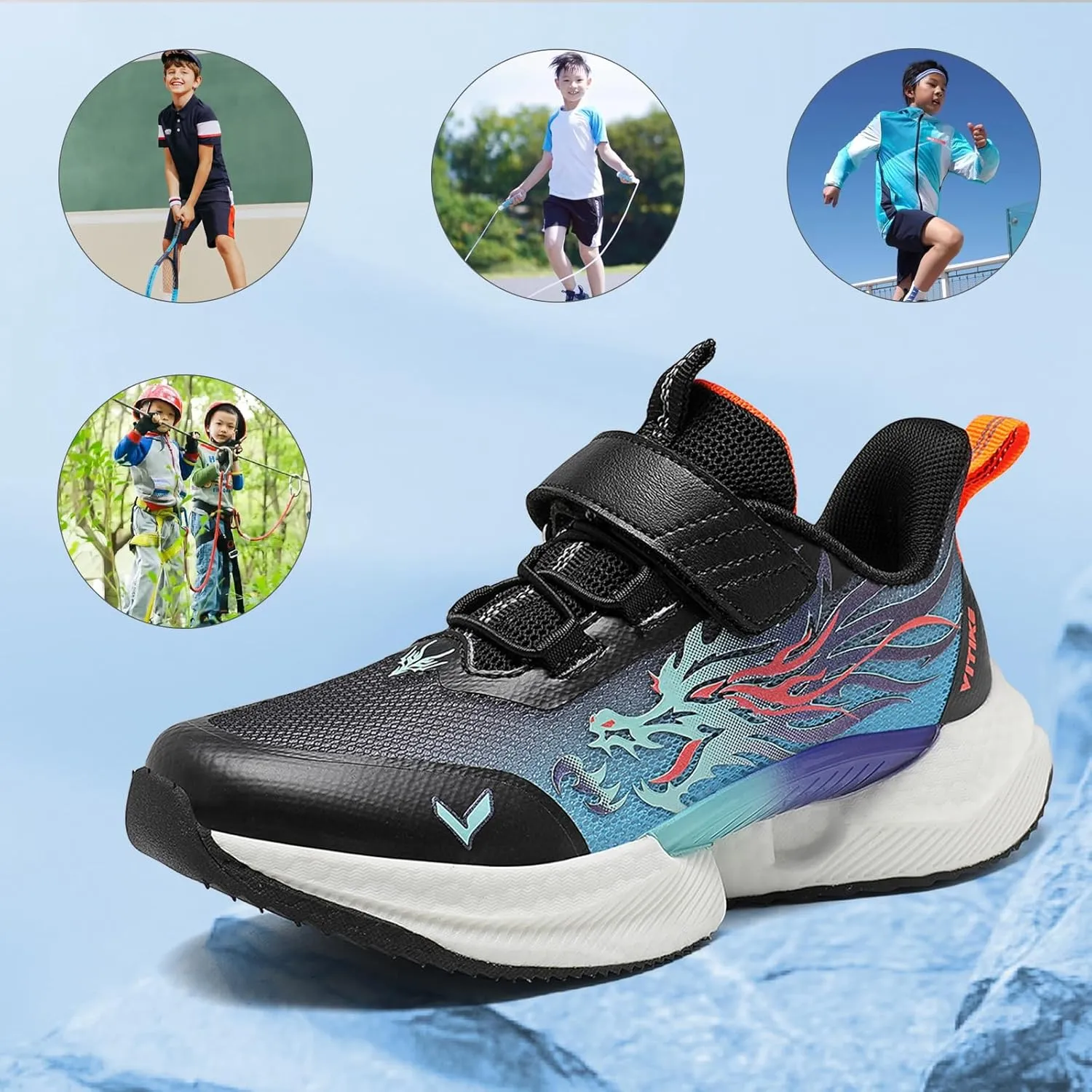 VITUOFLY Boys Sneakers Kids Running Shoes Girls Mesh Fitness Shoe Indoor Training Sneaker Lightweight Outdoor Sports Athletic Tennis Shoes for Little Kid/Big Kid