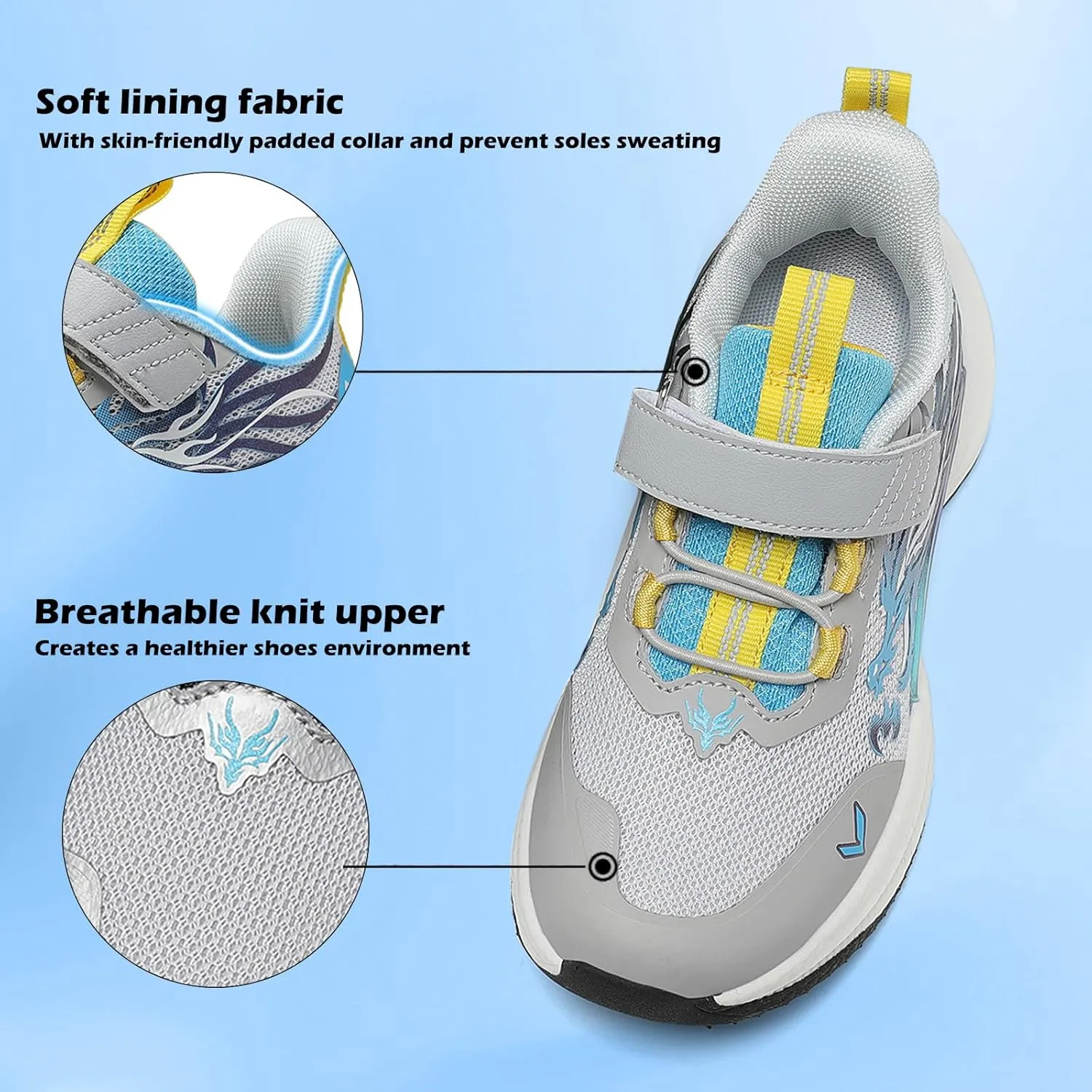 VITUOFLY Boys Sneakers Kids Running Shoes Girls Mesh Fitness Shoe Indoor Training Sneaker Lightweight Outdoor Sports Athletic Tennis Shoes for Little Kid/Big Kid