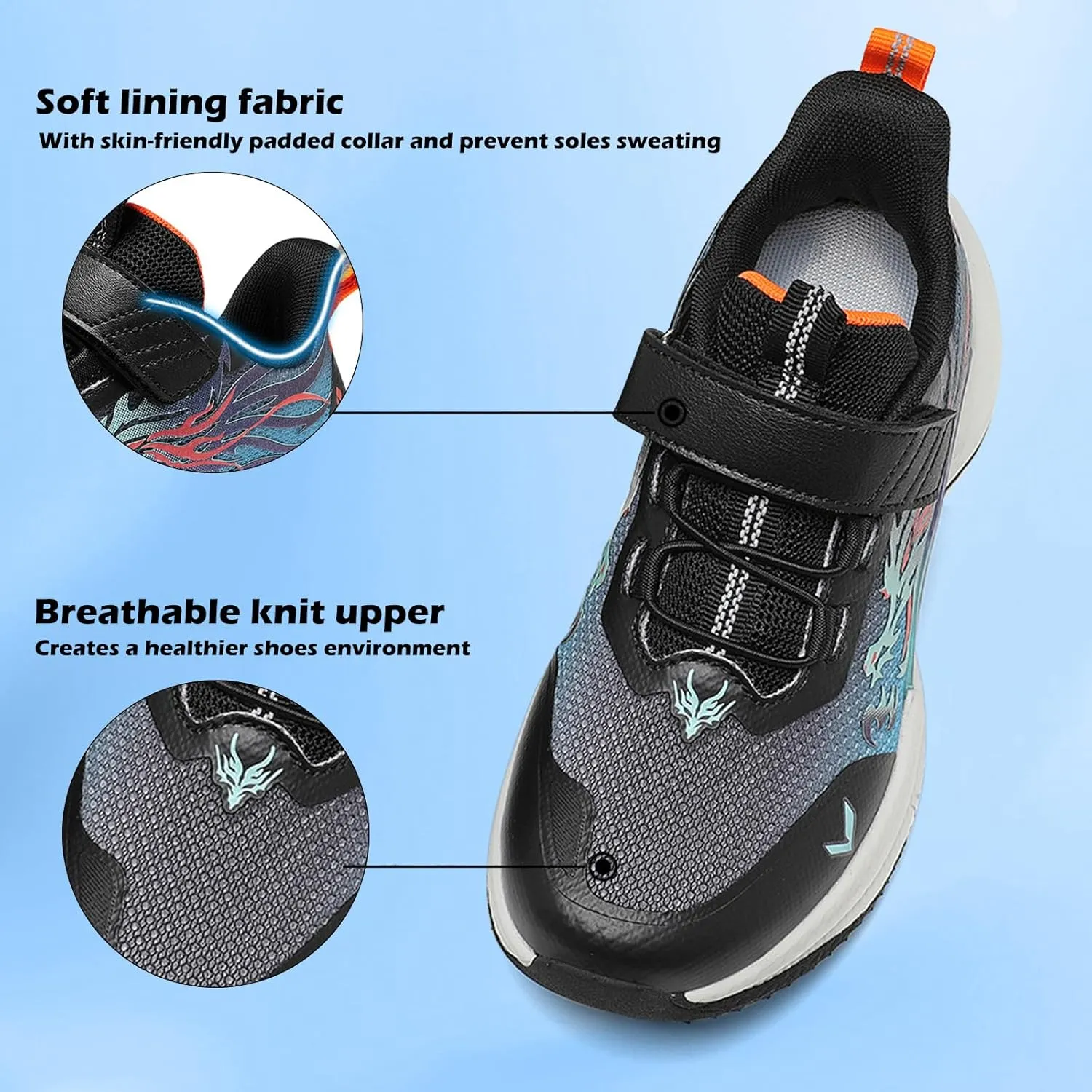 VITUOFLY Boys Sneakers Kids Running Shoes Girls Mesh Fitness Shoe Indoor Training Sneaker Lightweight Outdoor Sports Athletic Tennis Shoes for Little Kid/Big Kid