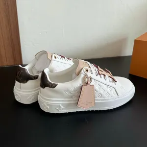 Vuitton Louis Beige Out White Sneakers Time Big ticket savings Calfskin Mix Monogram Safe transaction