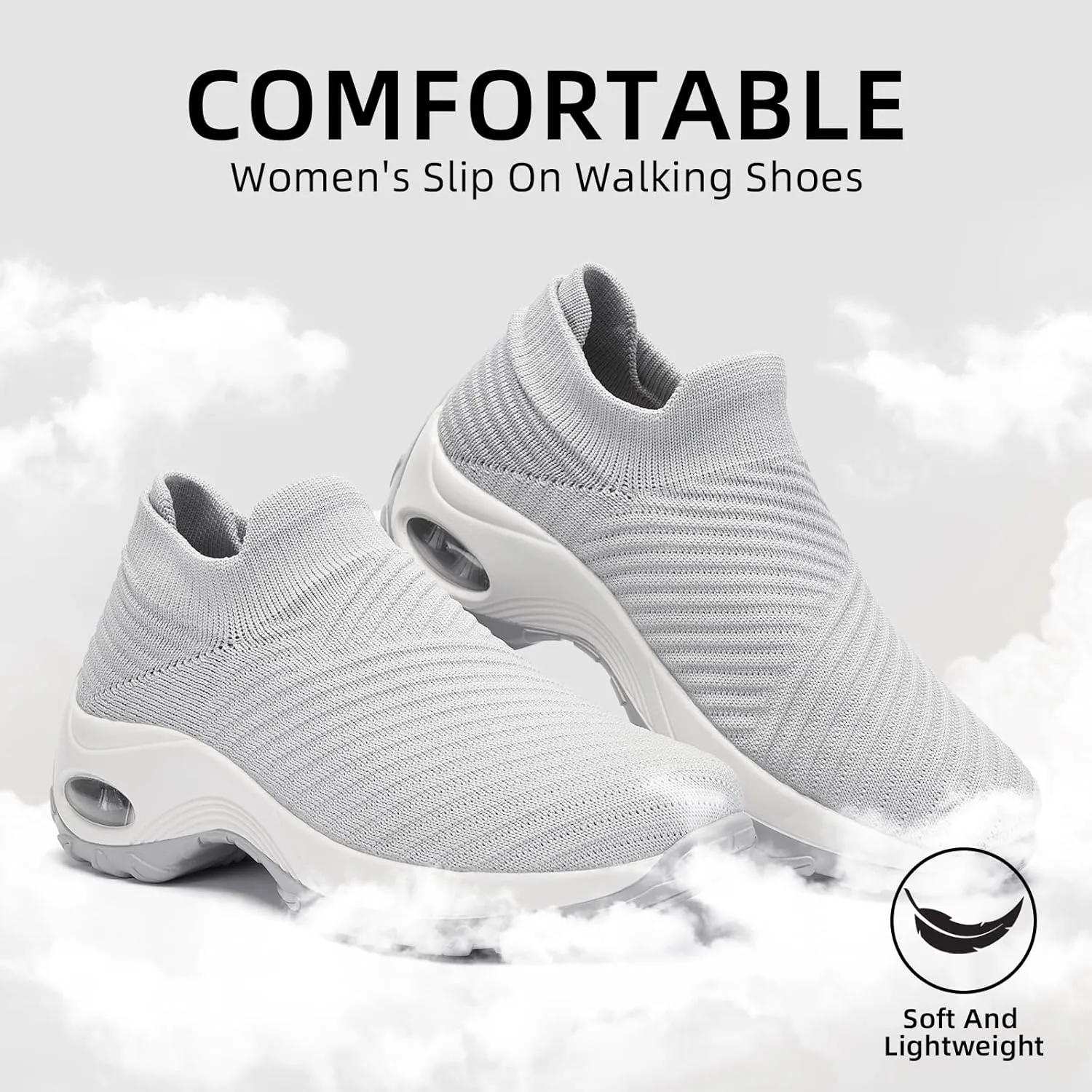 Walking Shoes Women Slip On Sock Sneakers Mesh Non Slip Shoes Air Cushion Platform Loafers