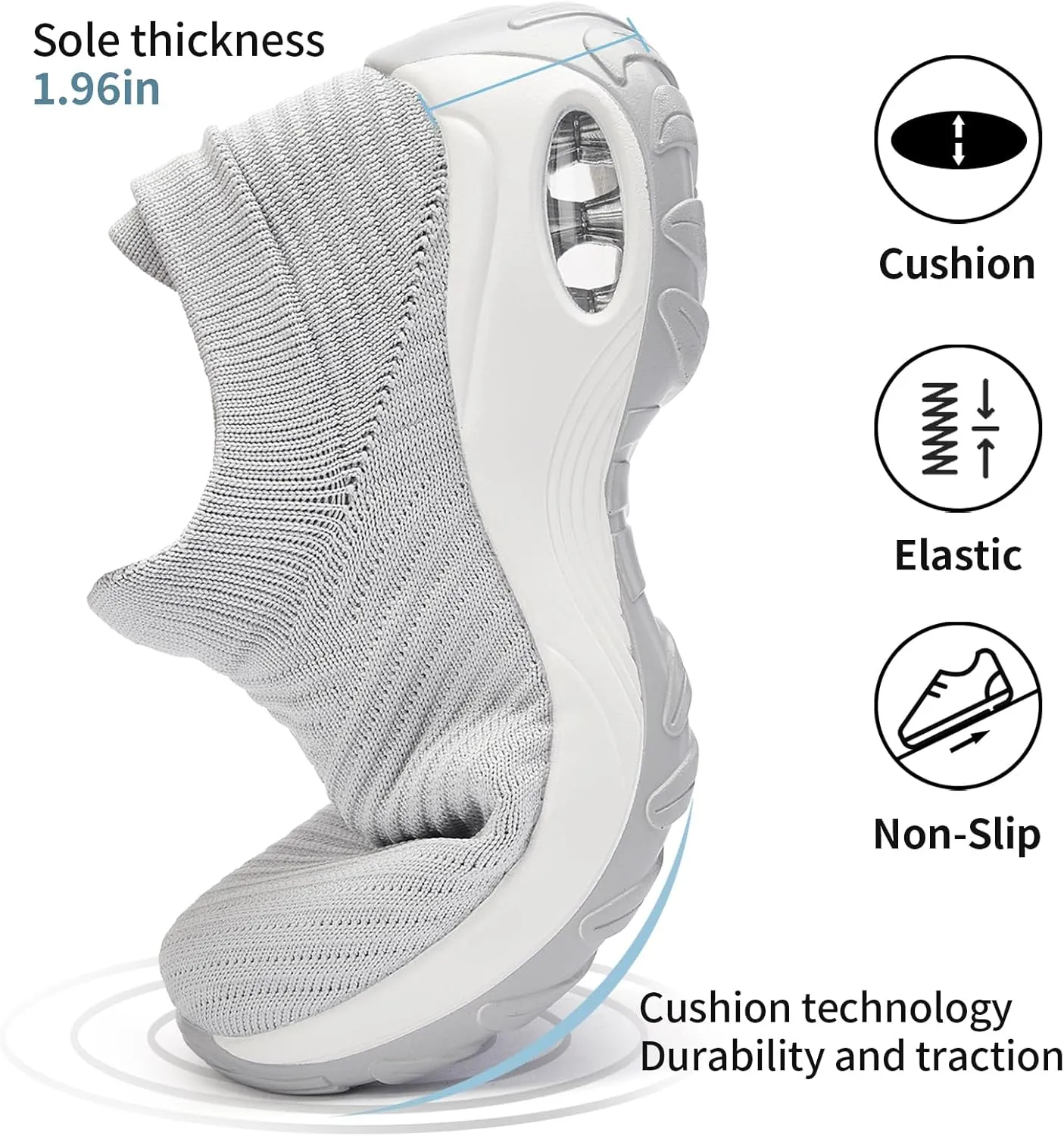 Walking Shoes Women Slip On Sock Sneakers Mesh Non Slip Shoes Air Cushion Platform Loafers