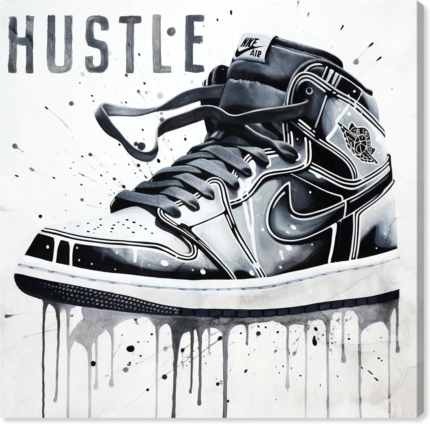 Watercolor Drip Sneaker Modern Sneaker Art Prints Canvas Wall Art by Notoriart, Gallery Wrapped, 12"x12"