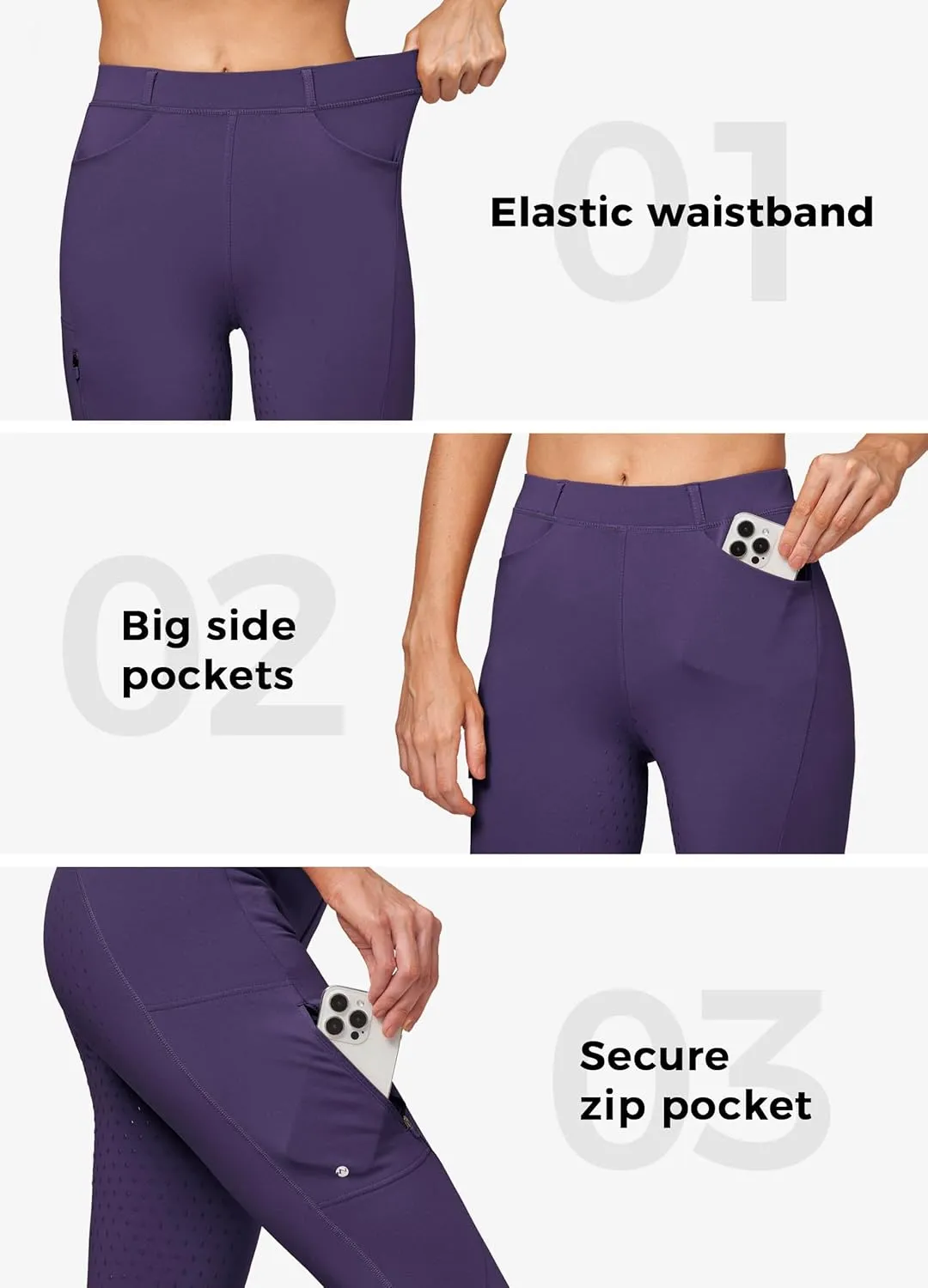 Willit Women's Fleece Riding Breeches Winter Horse Riding Pants Tights Equestrian Thermal Schooling Tights