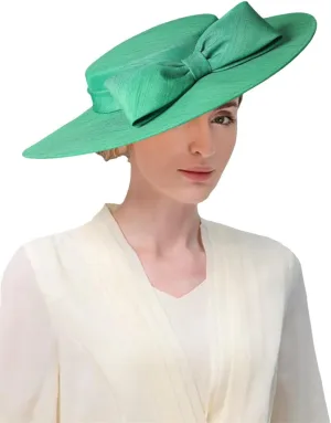 Women Wide Brim Church Fascinators Hats Bowknot Formal Wedding Tea Party Flat Top Fedoras