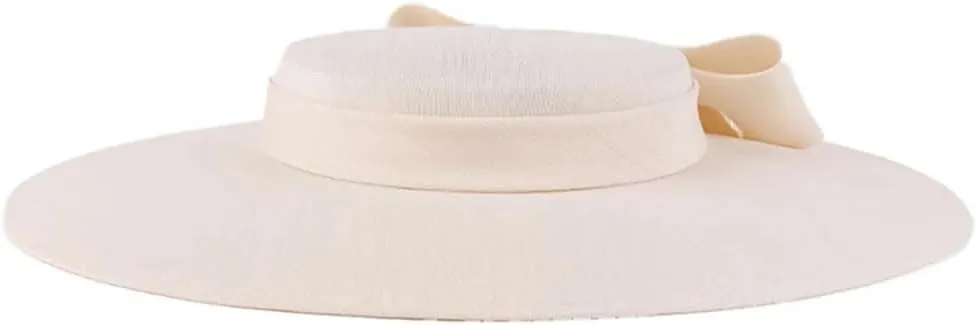 Women Wide Brim Church Fascinators Hats Bowknot Formal Wedding Tea Party Flat Top Fedoras