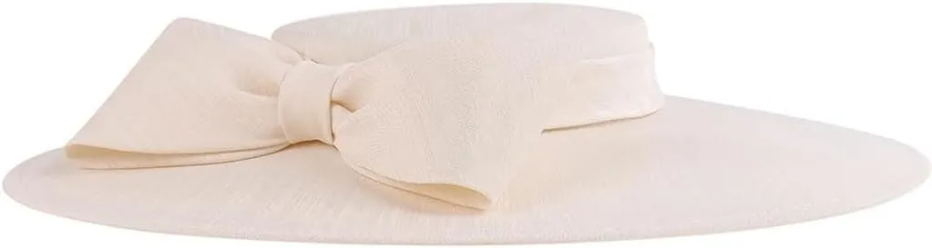 Women Wide Brim Church Fascinators Hats Bowknot Formal Wedding Tea Party Flat Top Fedoras