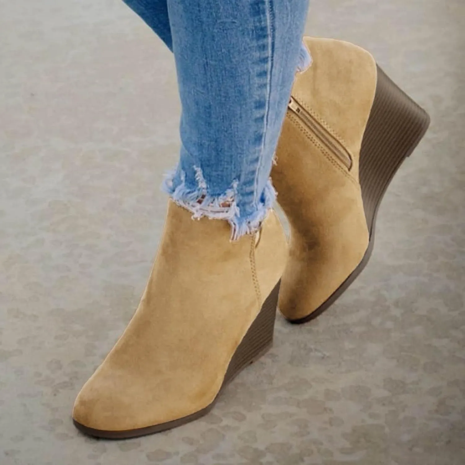 Womens Ankle Boots,Ankle Boots for Women Platform Wedge Heel Pointed Toe Side Zipper Boots Casual Dressy Shoes