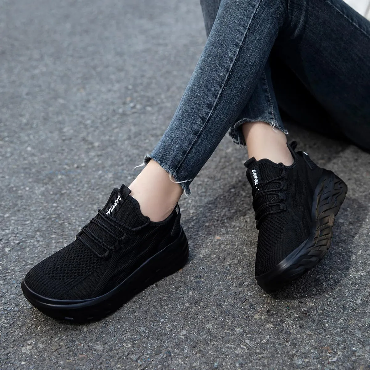 Womens Casual Walking Thick Sole Slip On Shoes Elevator Height Increase Sneaker for Women Comfort Breathable Fashion