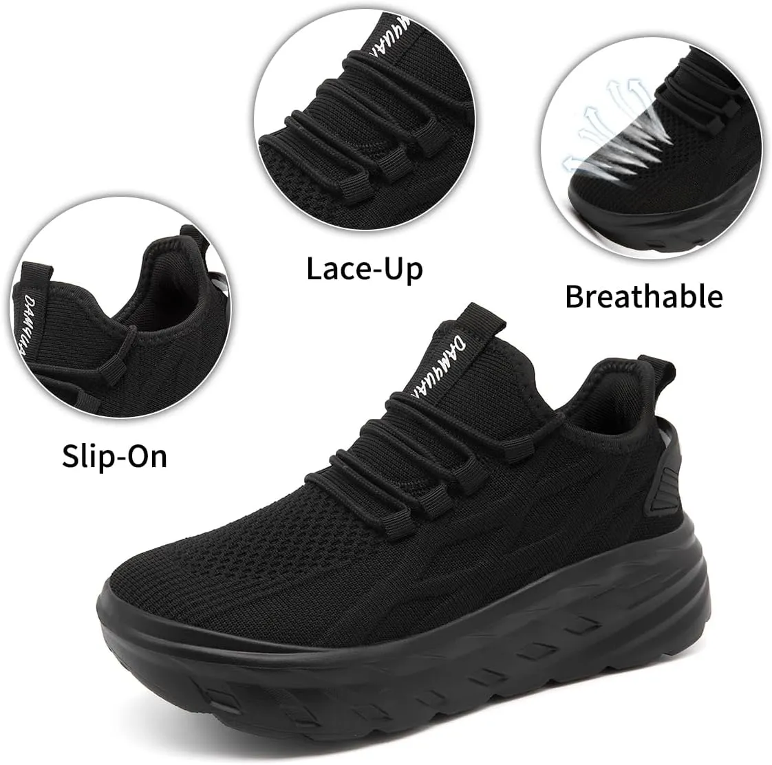 Womens Casual Walking Thick Sole Slip On Shoes Elevator Height Increase Sneaker for Women Comfort Breathable Fashion