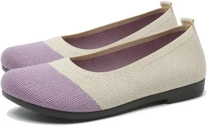 Womens Flat Shoes Knit Ballet Flats Ladies Comfortable Pointed-Toe Dressy Shoes Casual Soft Ballerina Walking Flats Shoes