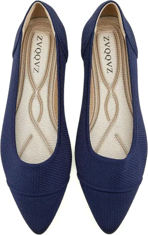 Women's Flats Shoes Knit Pointed Toe Ballet Flats Comfortable Dressy Washable Ballerina Flat