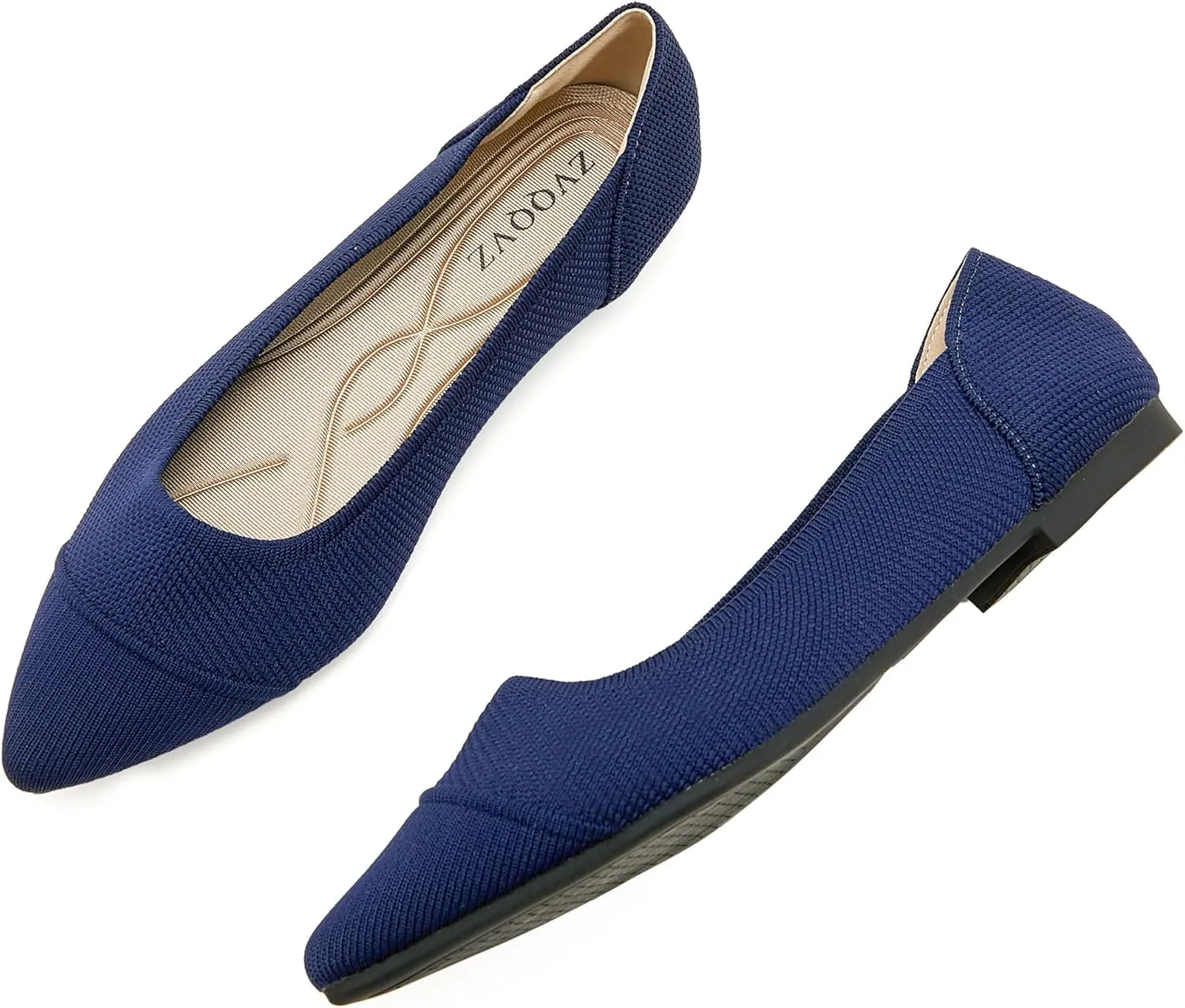 Women's Flats Shoes Knit Pointed Toe Ballet Flats Comfortable Dressy Washable Ballerina Flat