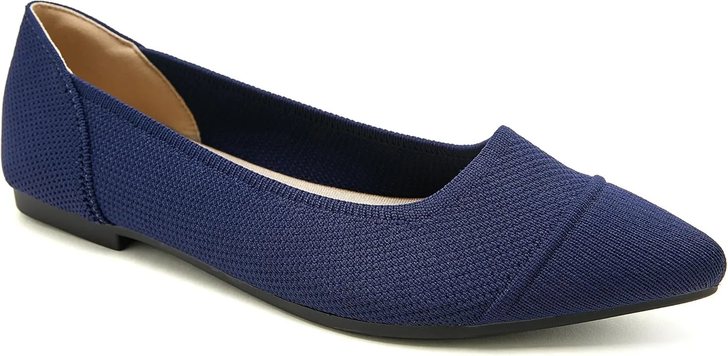 Women's Flats Shoes Knit Pointed Toe Ballet Flats Comfortable Dressy Washable Ballerina Flat