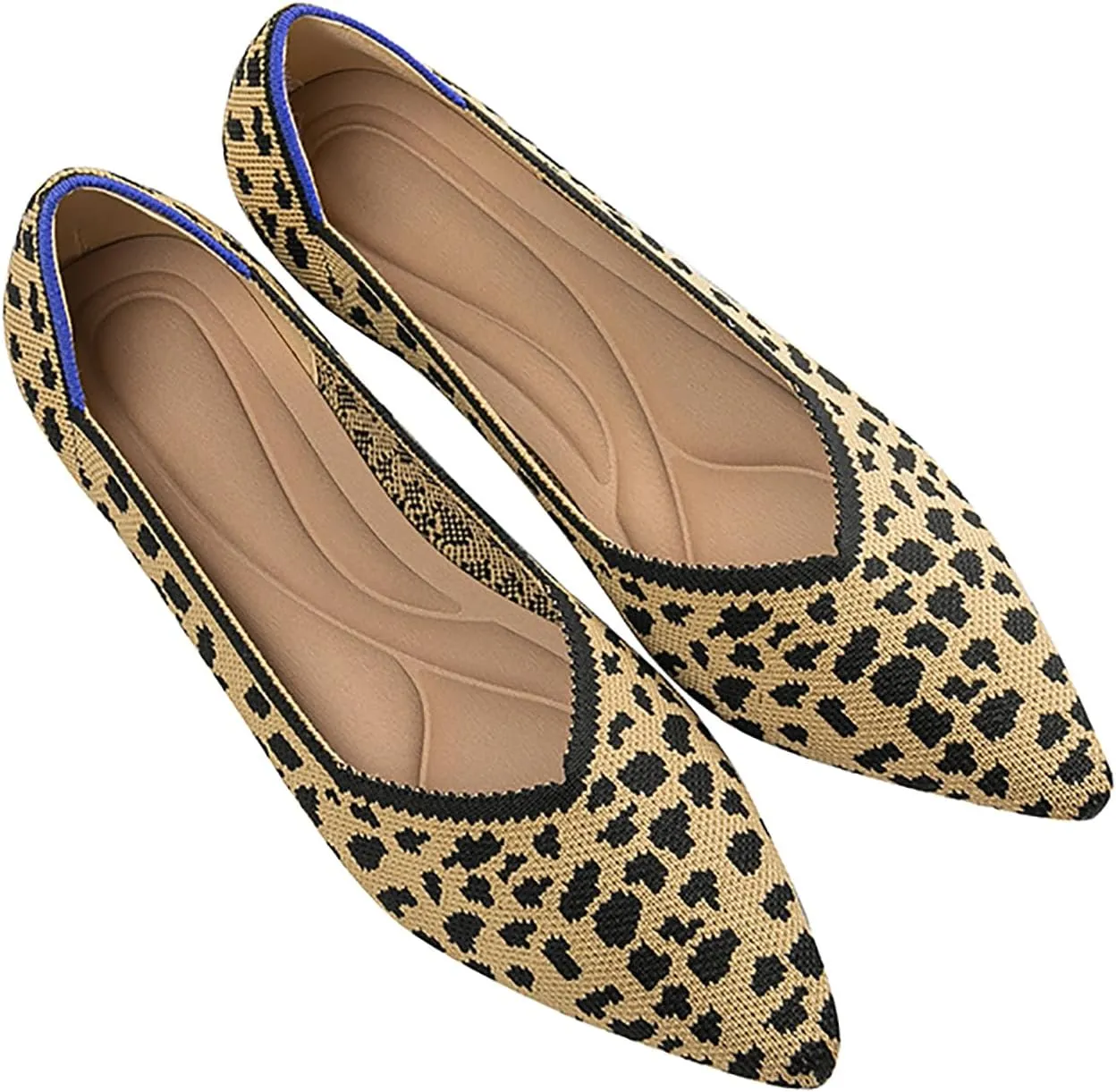 Women's Flats Shoes Pointed Toe Knit Ballet Comfortable Dressy Slip On Flat Classic Ballet Office Work Shoes