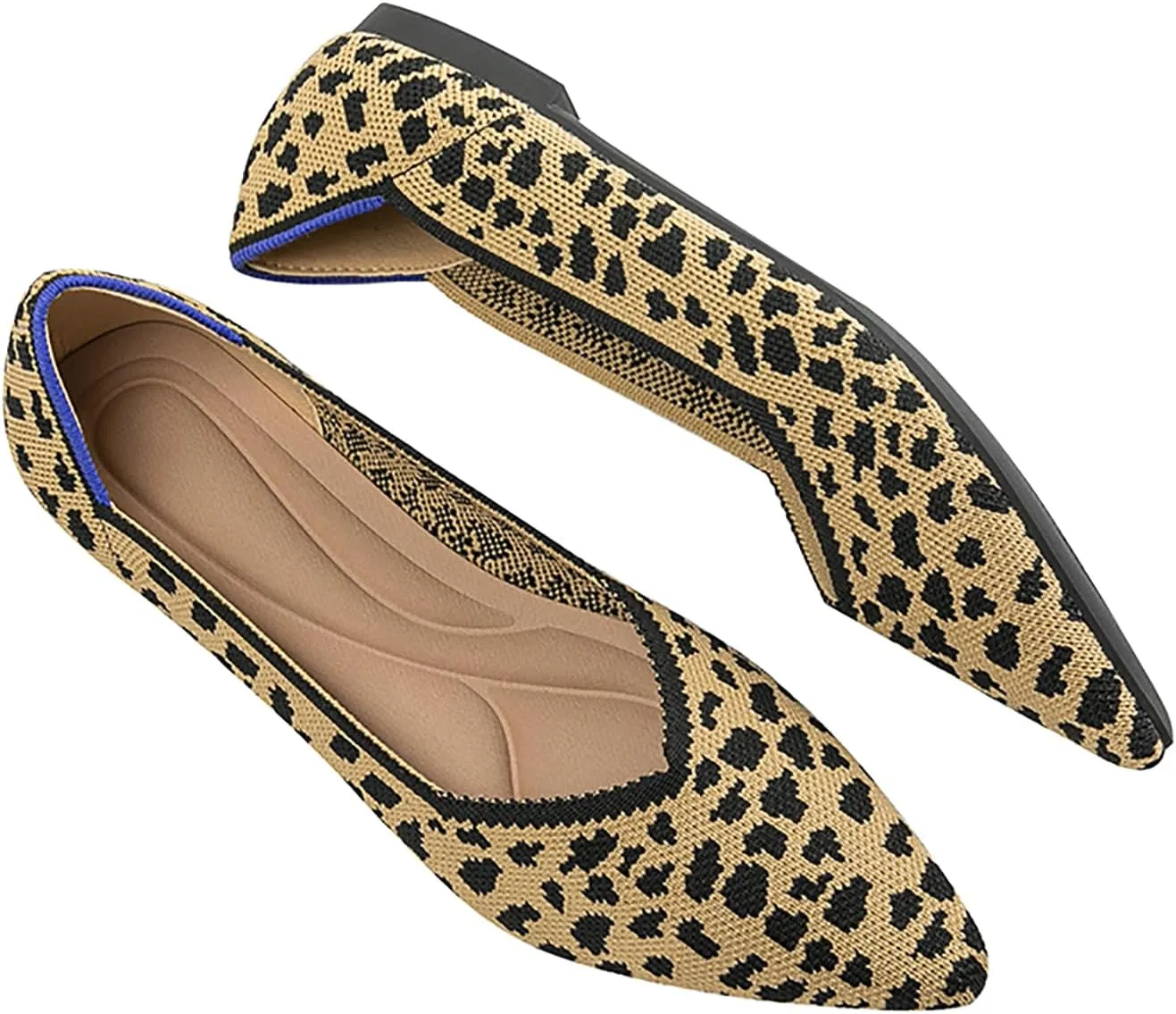 Women's Flats Shoes Pointed Toe Knit Ballet Comfortable Dressy Slip On Flat Classic Ballet Office Work Shoes
