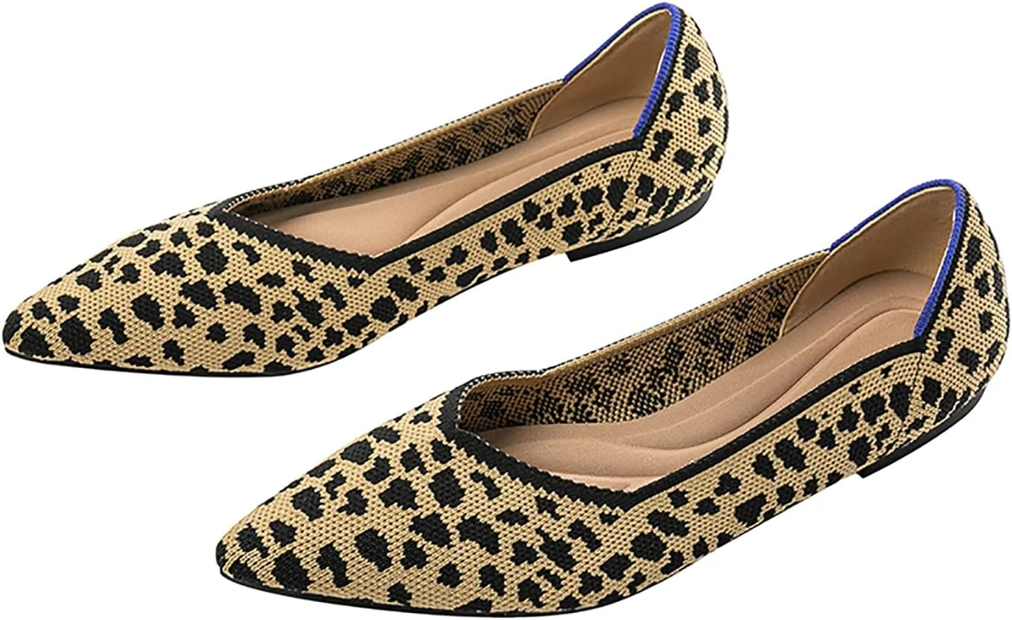 Women's Flats Shoes Pointed Toe Knit Ballet Comfortable Dressy Slip On Flat Classic Ballet Office Work Shoes