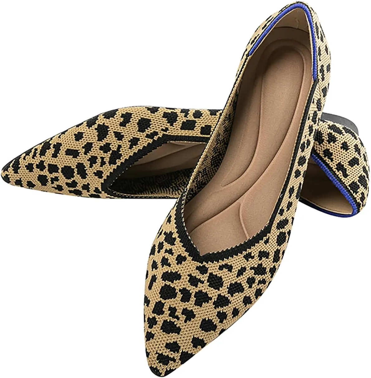 Women's Flats Shoes Pointed Toe Knit Ballet Comfortable Dressy Slip On Flat Classic Ballet Office Work Shoes