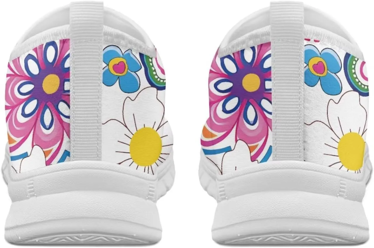Women's Floral Print Sneaker Casual Low-Top Comfortable Outdoor Shoes Breathable Slip On Anti-Skid Tennis Sneaker for Ladies US 5.5-11.5