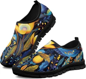 Women's Flower Sneakers Casual Low Top Non-Slip Breathable Slip On Comfortable Walking Sneaker for Women US 5.5-11.5