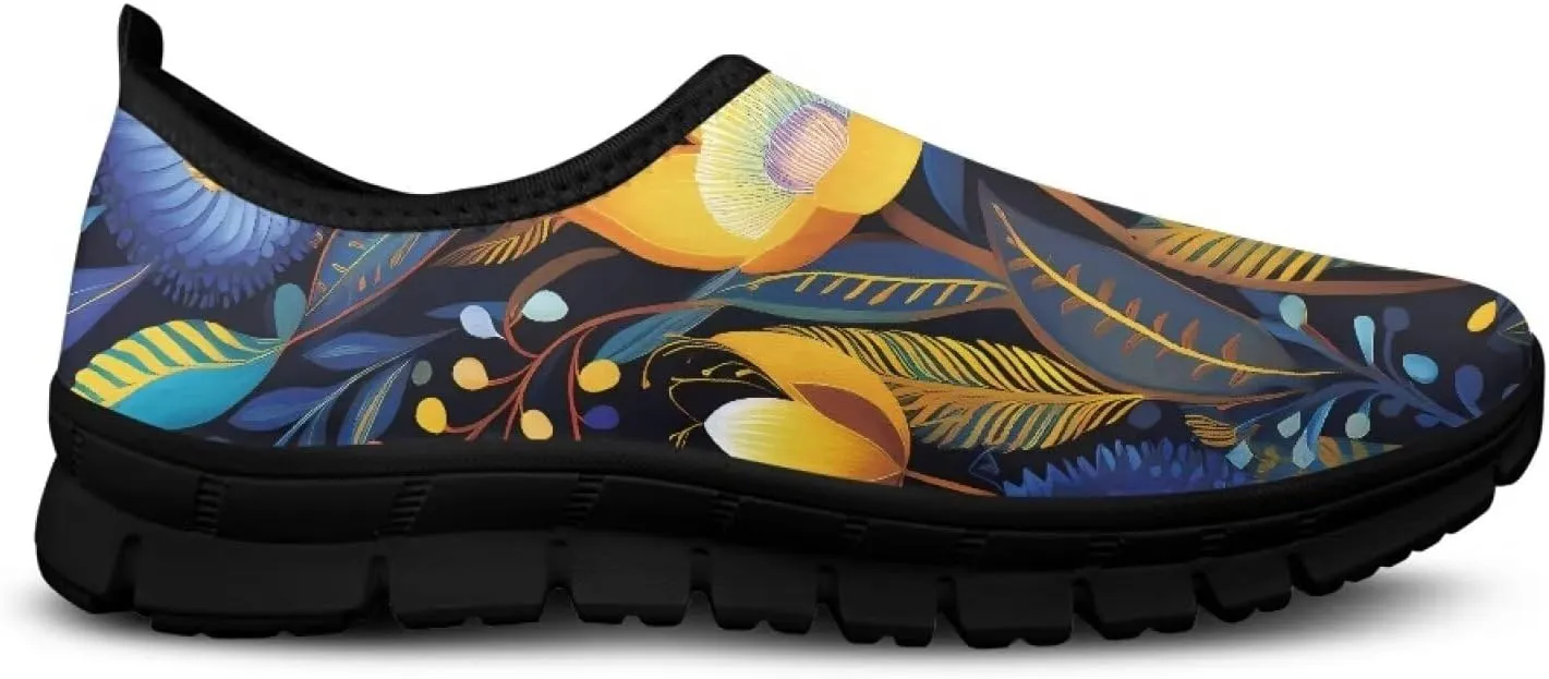 Women's Flower Sneakers Casual Low Top Non-Slip Breathable Slip On Comfortable Walking Sneaker for Women US 5.5-11.5