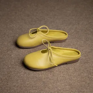Women's Handmade Leather Comfort Lace-Up Mule Shoes