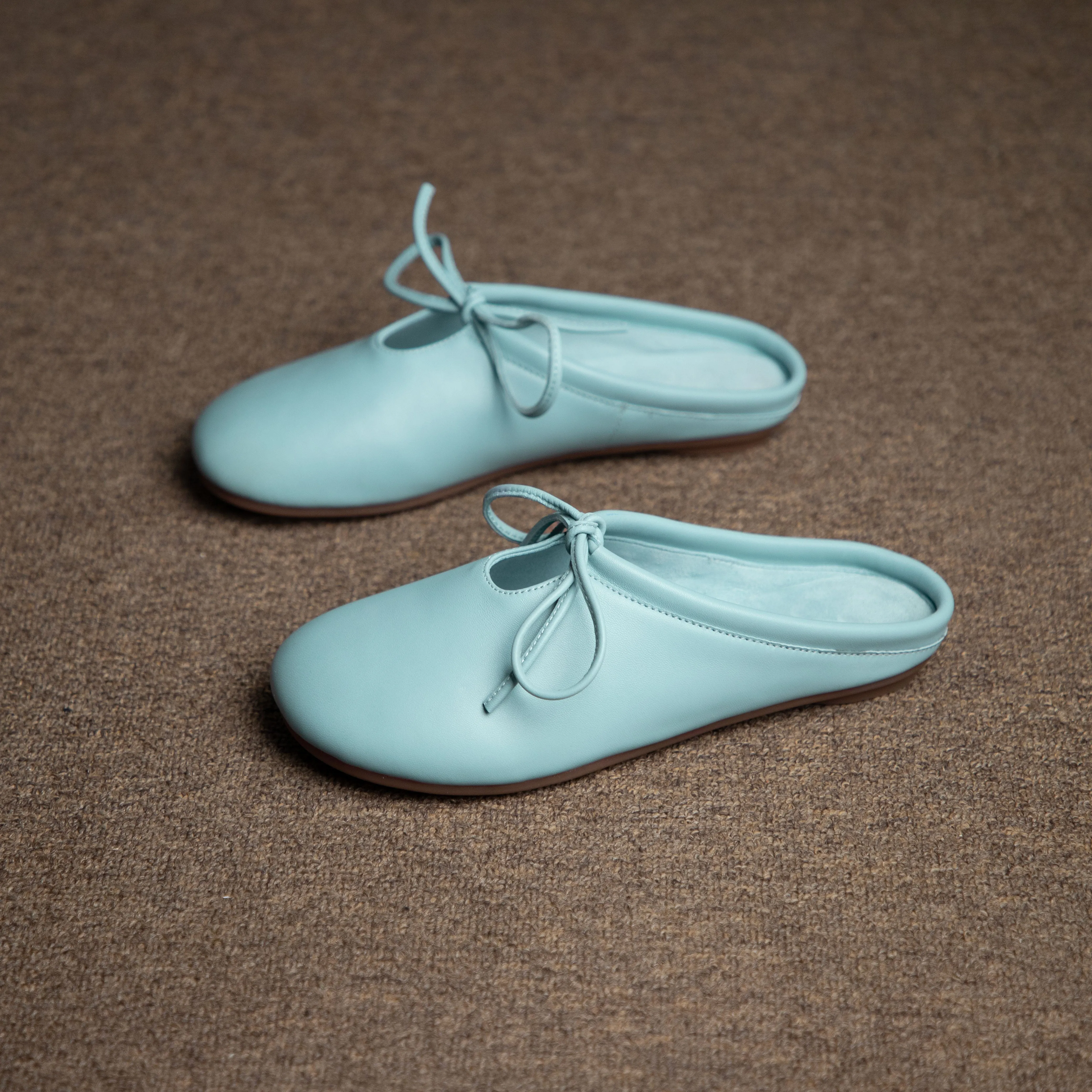 Women's Handmade Leather Comfort Lace-Up Mule Shoes