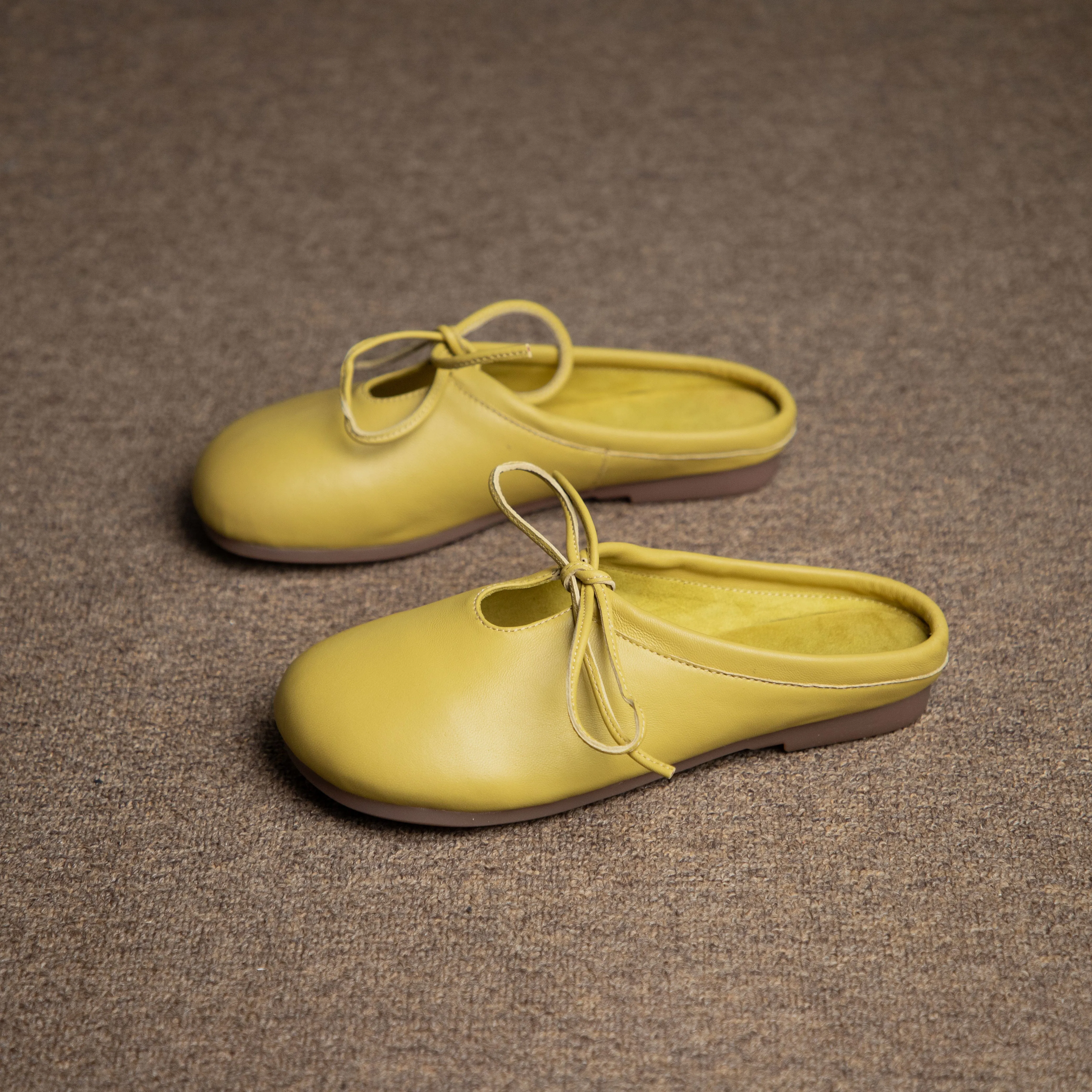 Women's Handmade Leather Comfort Lace-Up Mule Shoes