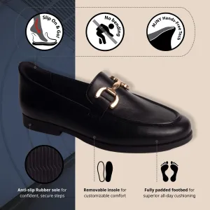 Womens Hands Free Slip On Fashion Classic Casual Comfort Buckle Loafers for Women