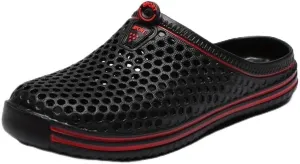 Women's Hollow Out Flat Clogs, Closed Toe Breathable Non Slip Garden Mules, Casual Beach Slide Shoes