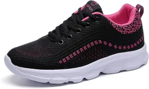 Women'S Knitted Mesh Orthopedic Lace-Up Platform Sneakers Slip-On Comfort Breathable Arch Support Walking Shoes Casual Lightweight Non-Slip Soft Sole Toning Rocker Shoes