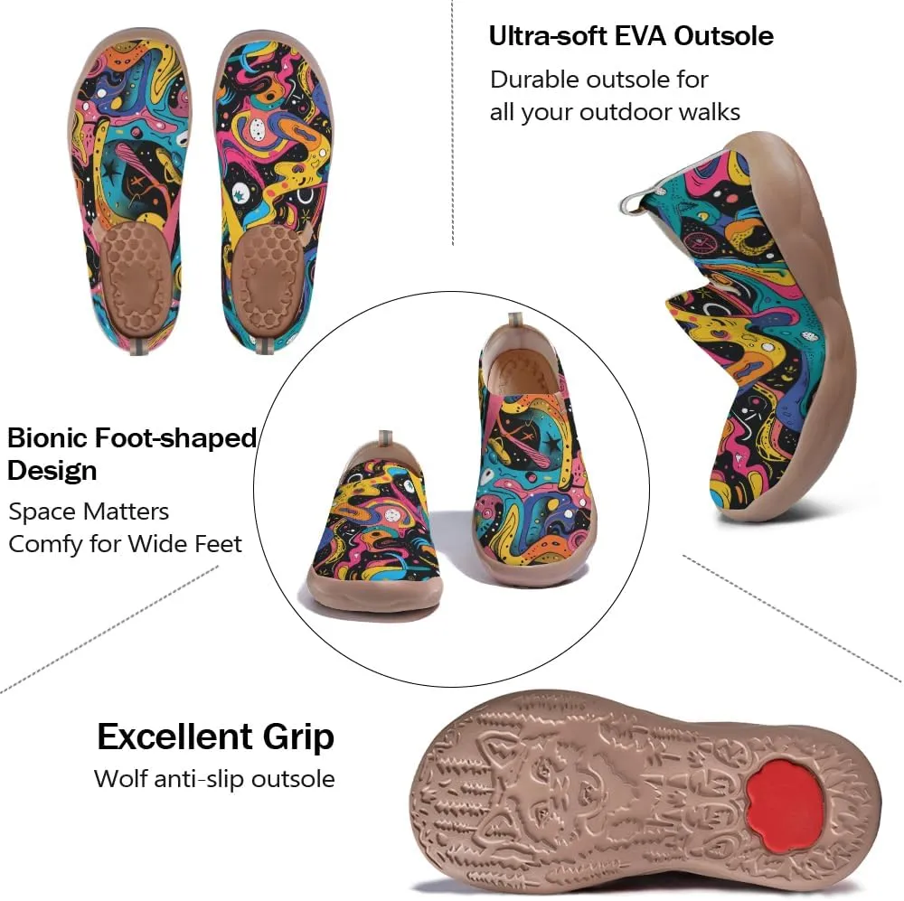 Women's Slip On Art Travel Shoes Lightweight Knit Sneaker Comfortable Walking Loafer Flat