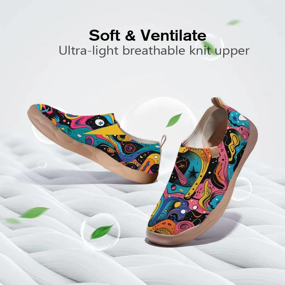 Women's Slip On Art Travel Shoes Lightweight Knit Sneaker Comfortable Walking Loafer Flat
