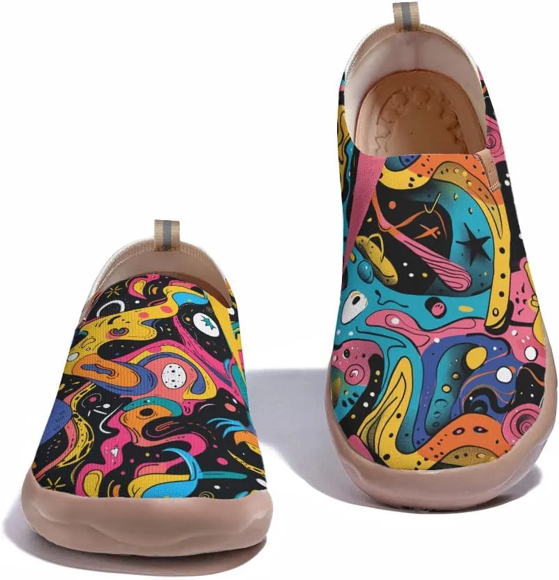 Women's Slip On Art Travel Shoes Lightweight Knit Sneaker Comfortable Walking Loafer Flat