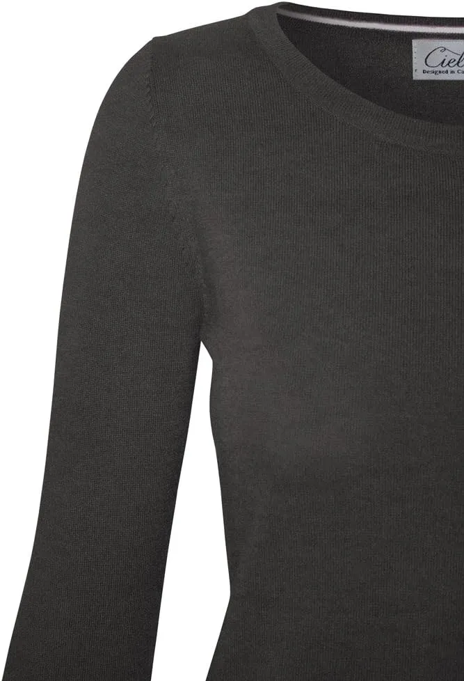 Women's Solid Soft Stretch Pullover Knit Sweater