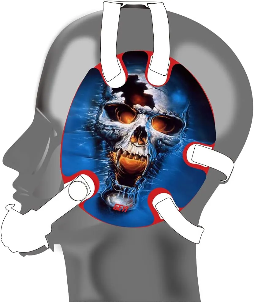 Wrestling Headgear with Blue Fire Skull Wraps