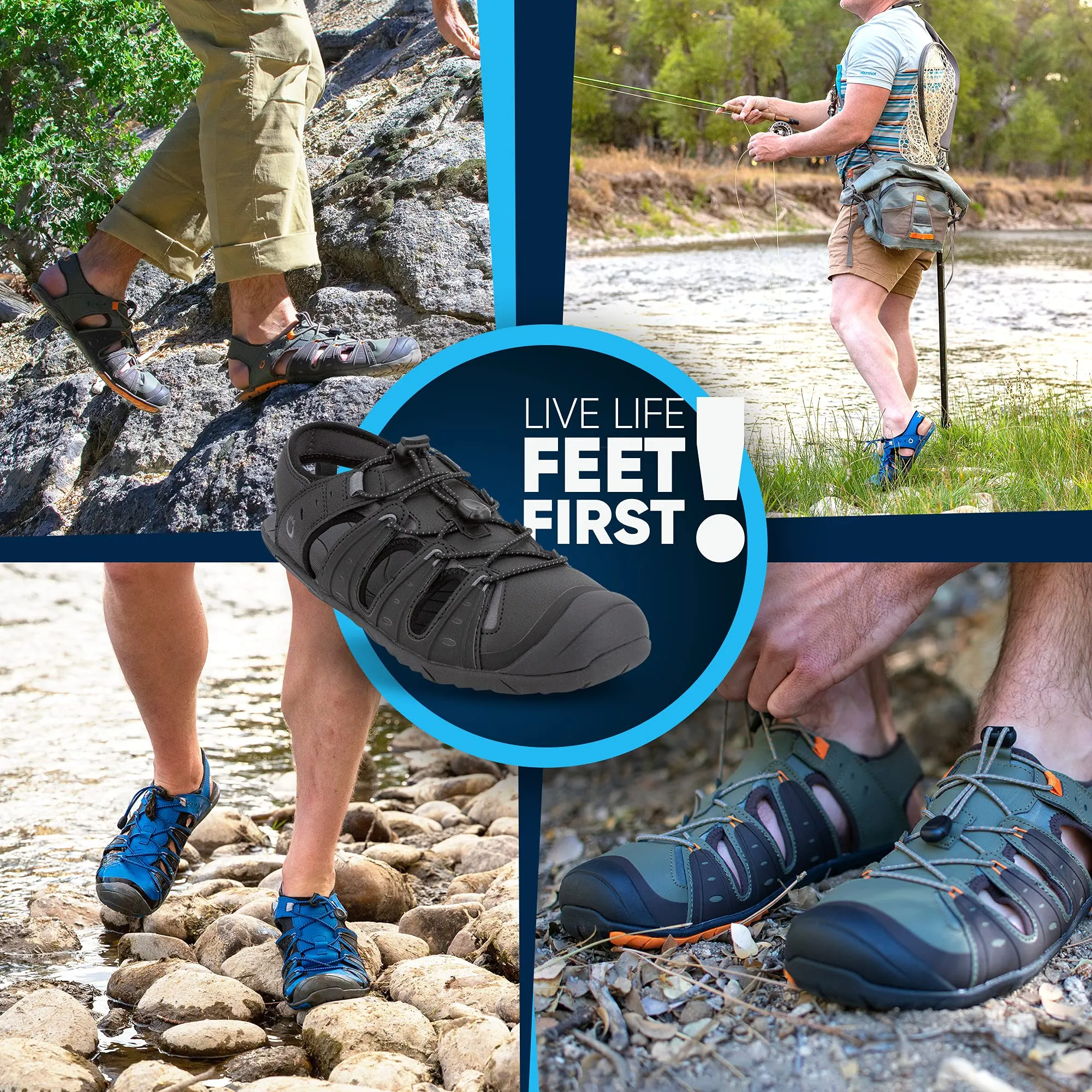 Xero Shoes Colorado - Men's Lightweight Shoe Sandal for Trails, Water. Barefoot-inspried, Minimalist, Zero Drop 9.5 Black