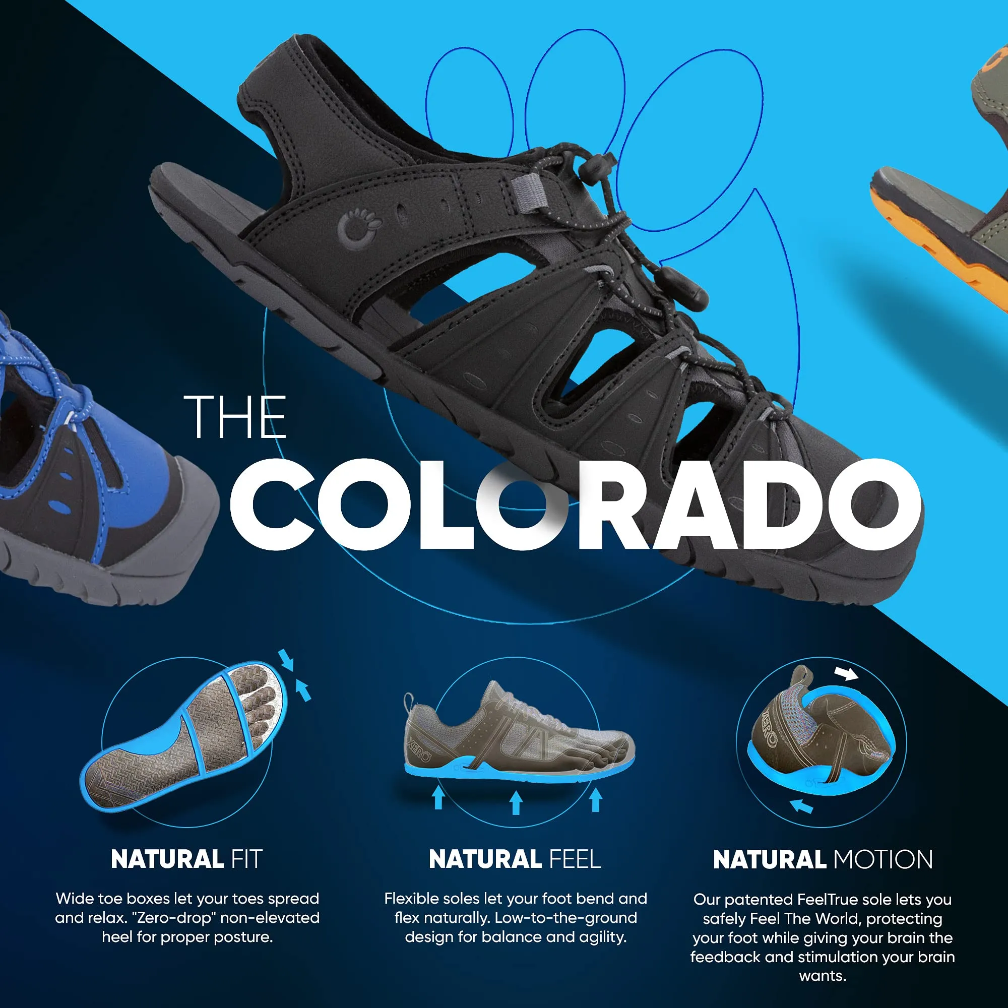 Xero Shoes Colorado - Men's Lightweight Shoe Sandal for Trails, Water. Barefoot-inspried, Minimalist, Zero Drop 9.5 Black