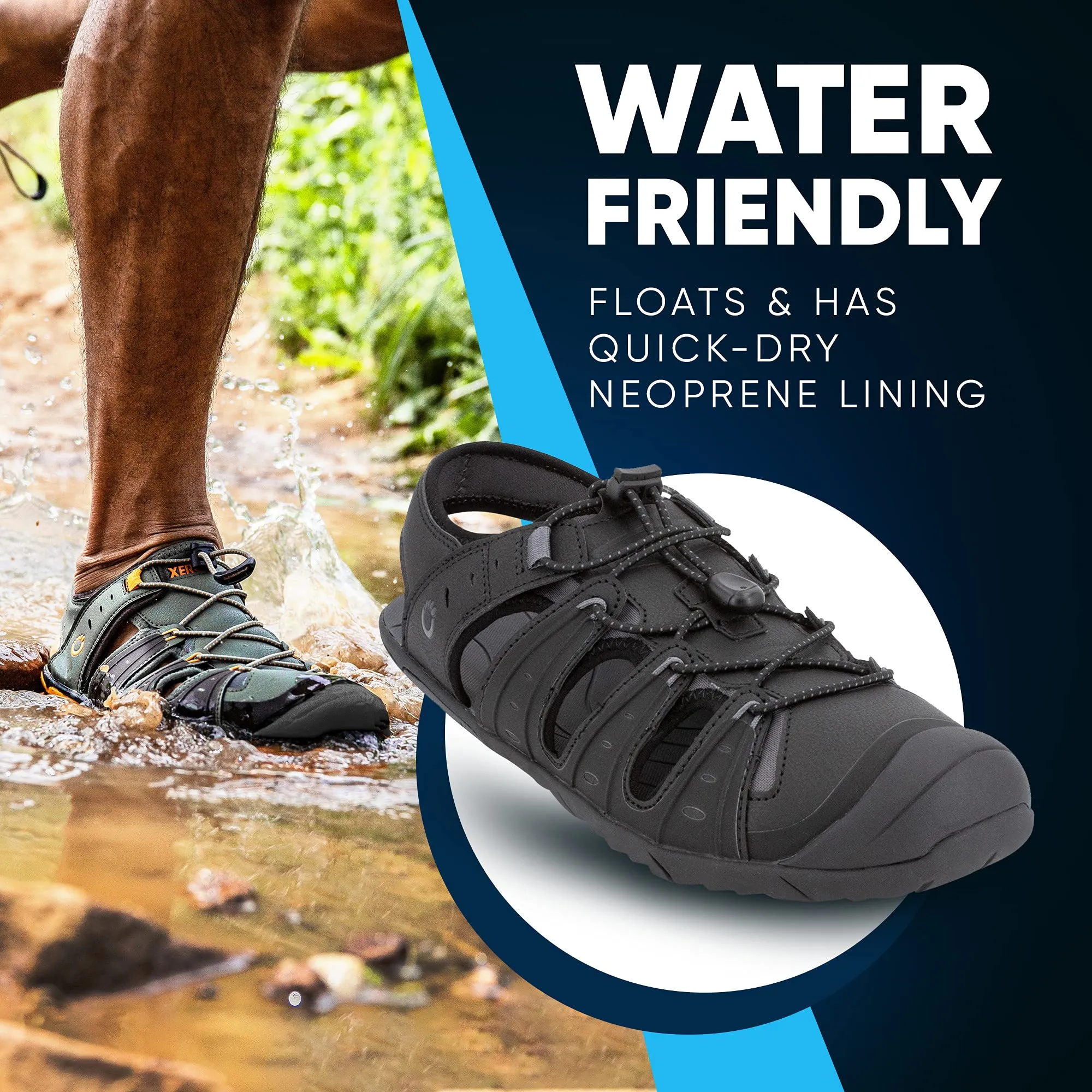 Xero Shoes Colorado - Men's Lightweight Shoe Sandal for Trails, Water. Barefoot-inspried, Minimalist, Zero Drop 9.5 Black