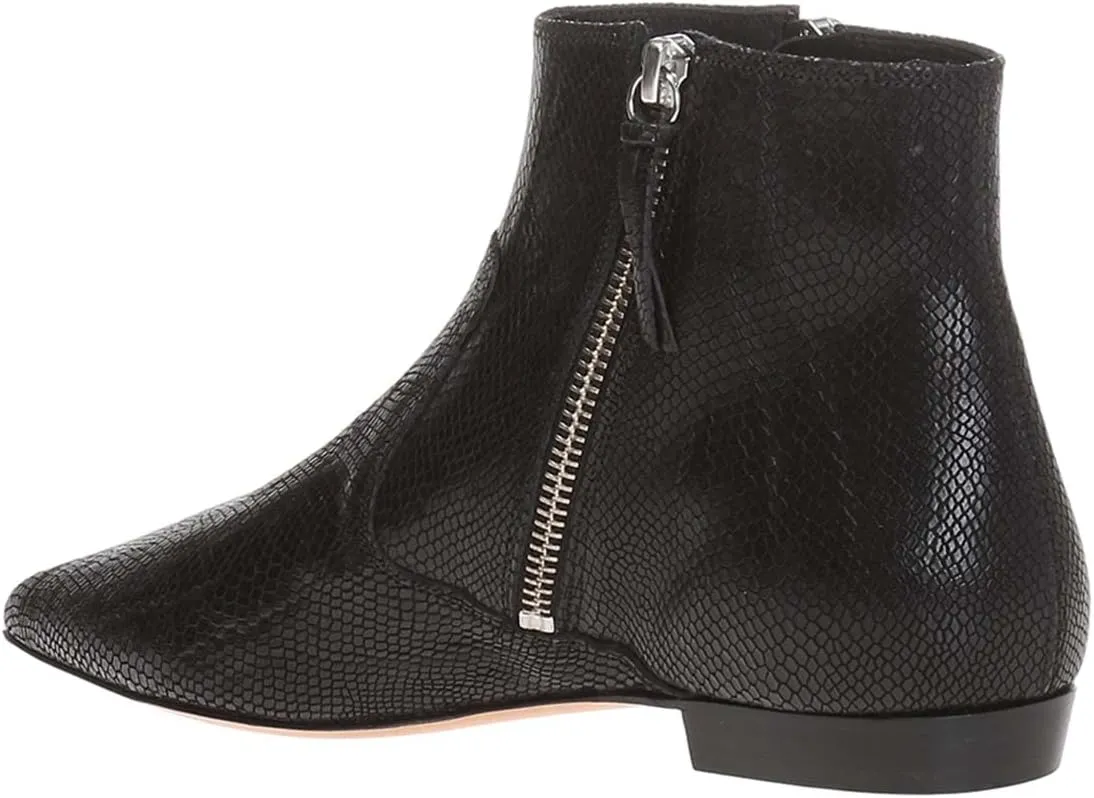 XYD Women's Formal Pointed Closed Toe Flats Ankle Boots Low Heel Booties Office Dress Shoes with Double Side Zippers