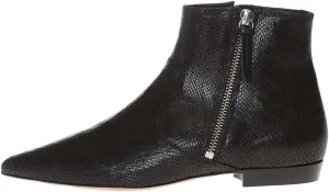 XYD Women's Formal Pointed Closed Toe Flats Ankle Boots Low Heel Booties Office Dress Shoes with Double Side Zippers