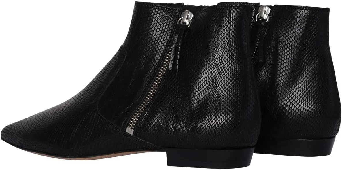 XYD Women's Formal Pointed Closed Toe Flats Ankle Boots Low Heel Booties Office Dress Shoes with Double Side Zippers