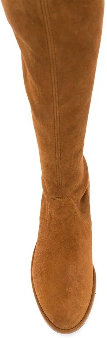 YDN Women Classic Thigh High Closed Round Toe Boots Trendy Low Chunky Heels Over The Knee Party Dress Pumps Suede Shoes