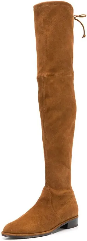 YDN Women Classic Thigh High Closed Round Toe Boots Trendy Low Chunky Heels Over The Knee Party Dress Pumps Suede Shoes