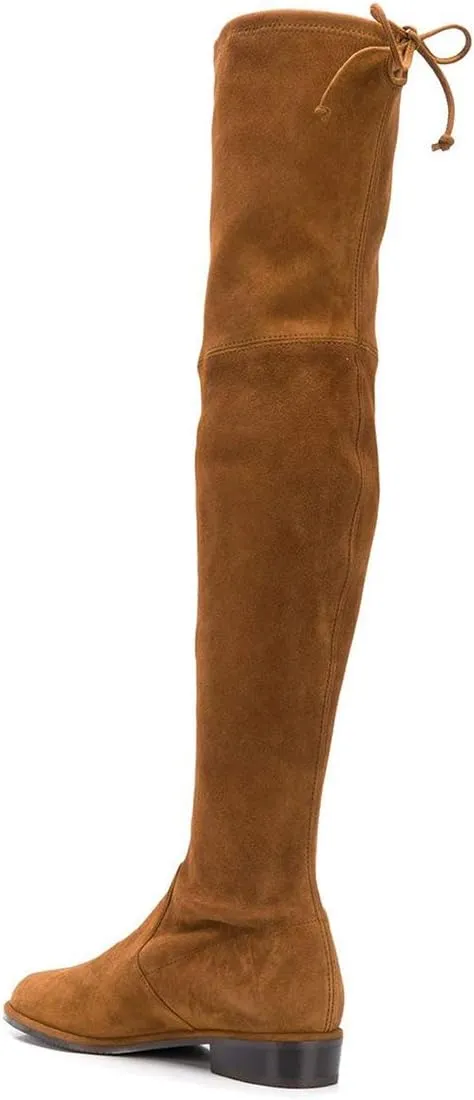 YDN Women Classic Thigh High Closed Round Toe Boots Trendy Low Chunky Heels Over The Knee Party Dress Pumps Suede Shoes