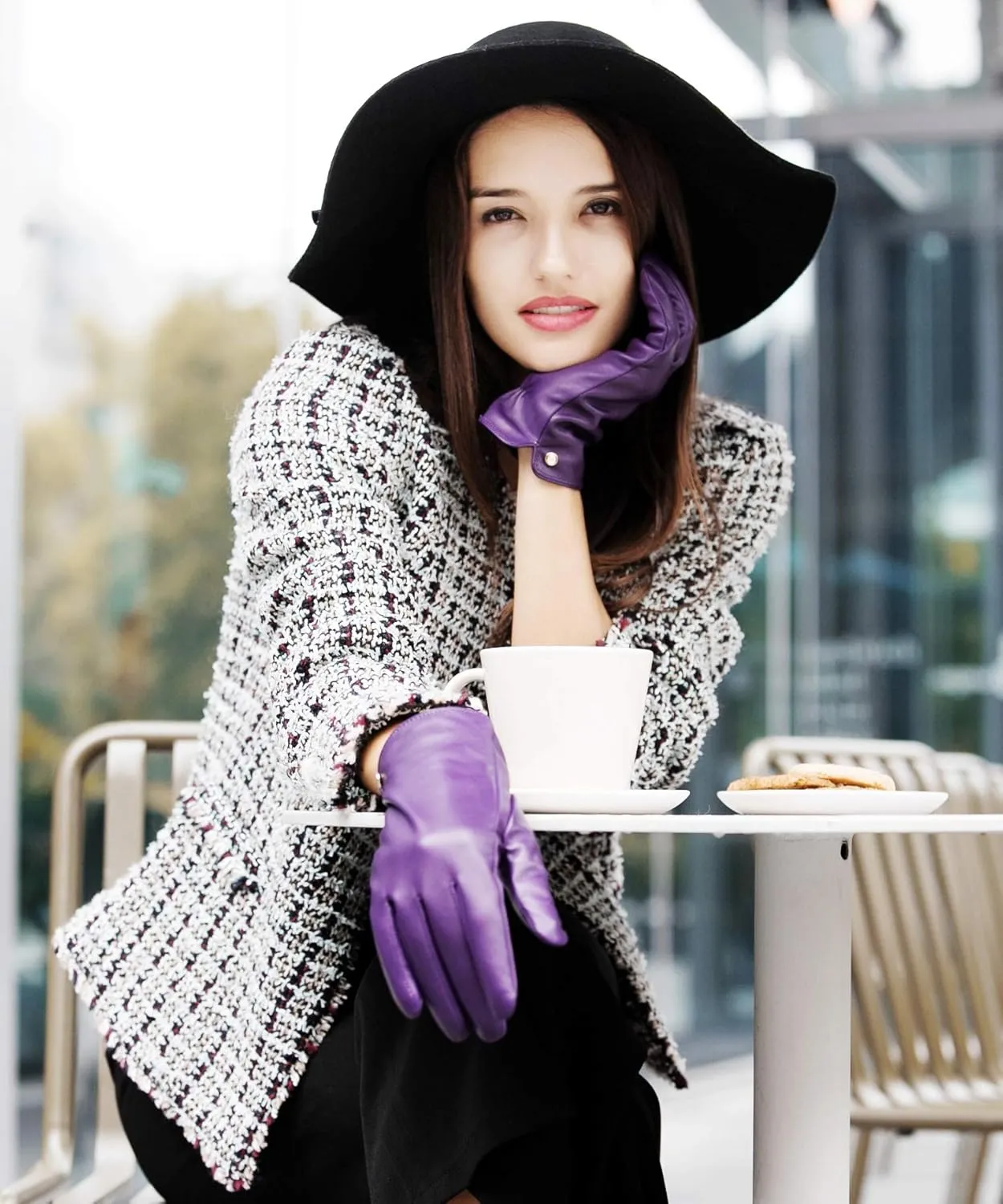 YISEVEN Women's Winter Dress Leather Gloves Touchscreen Wool Lined Flat Design
