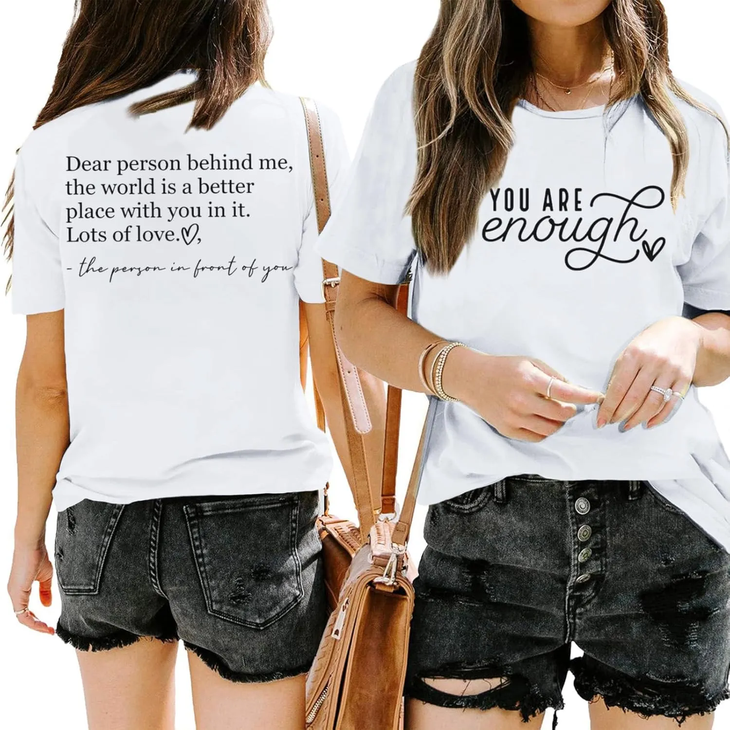 You are Enough Dear Person Behind Me Shirt Women Mental Health Matters Inspirational Tshirts Positive Tees Tops