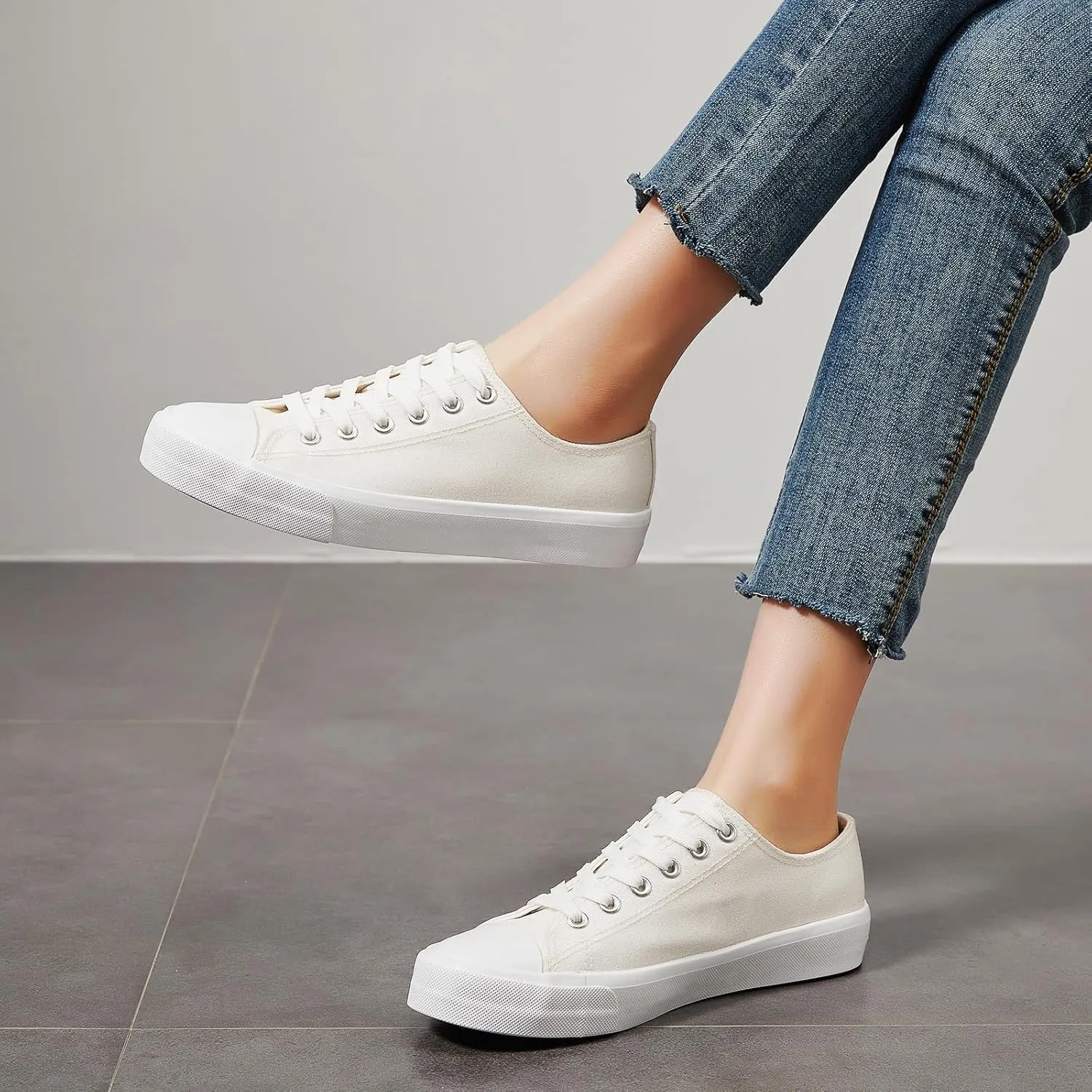 ZGR Women's Canvas Low Top Sneaker Lace-up Classic Casual Shoes for Women